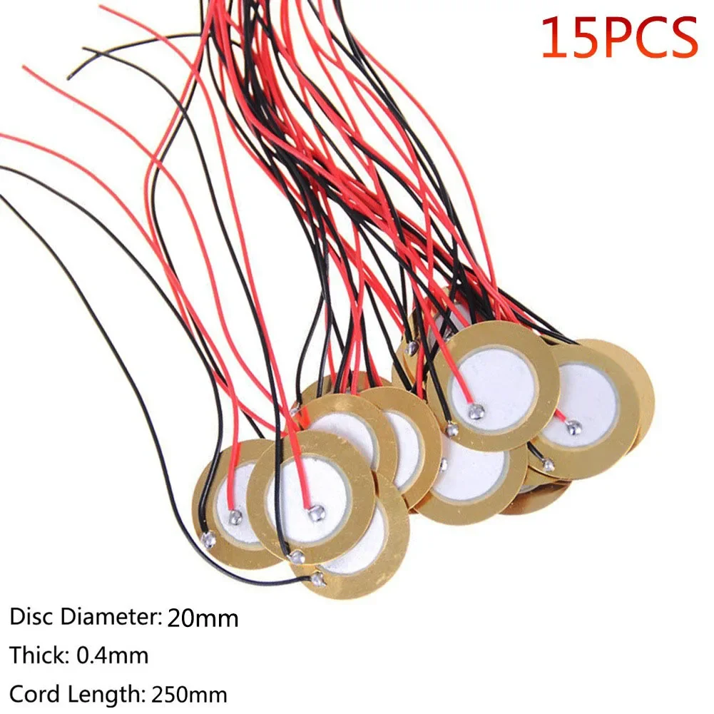Advanced 20mm Piezo Discs Transducer for Superior Sound Detection Pack of 15 for Mic Drum Guitar Trigger and Acoustic Pickup