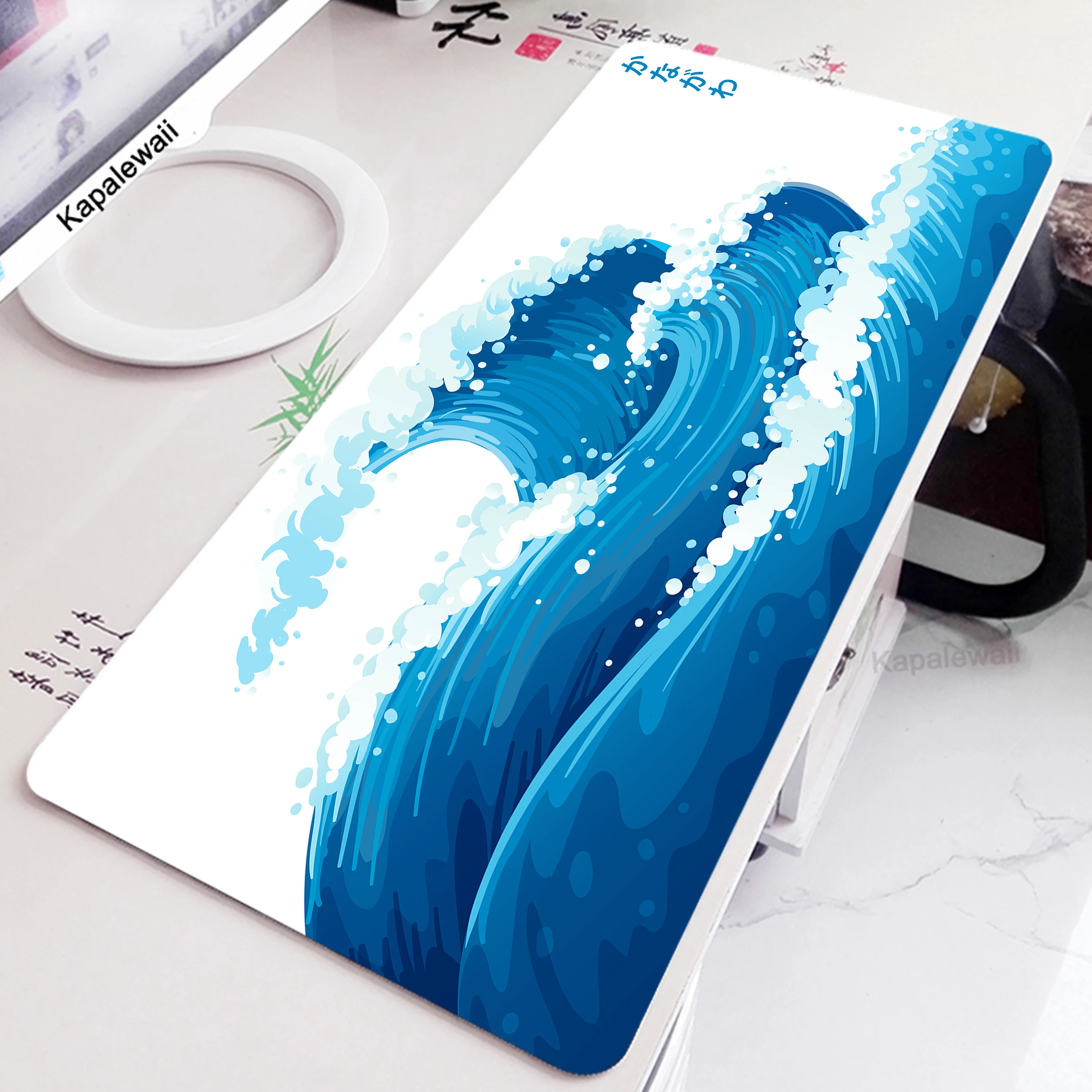 

Japanese Great Off Wave Mouspad Large Mousepad Pc Accessories Keyboard Pad Mouse Pad Gaming Deskmat Rubber Locked Edge Mat