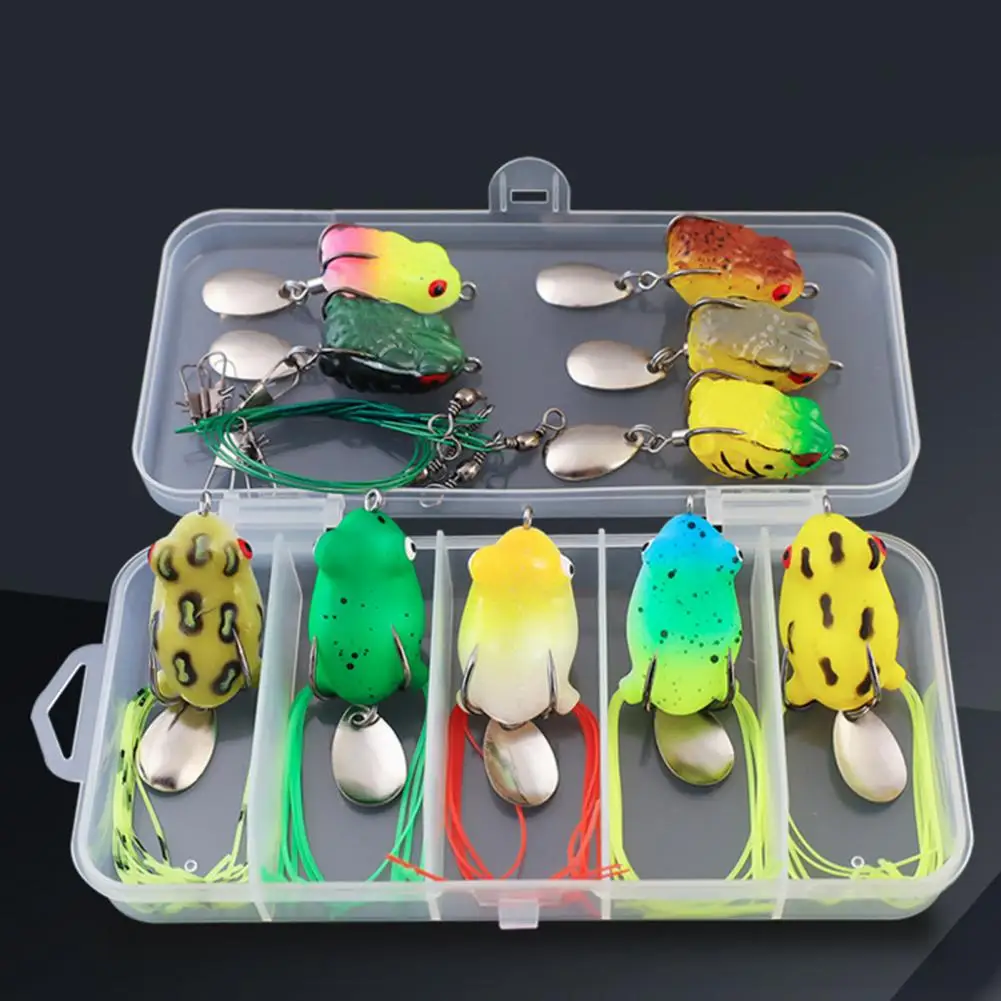 

Topwater Frog Lures Set with Storage Box Sharp Hook Design Artificial Frog Baits Freshwater Simulated Frog Lures Fishing Lures
