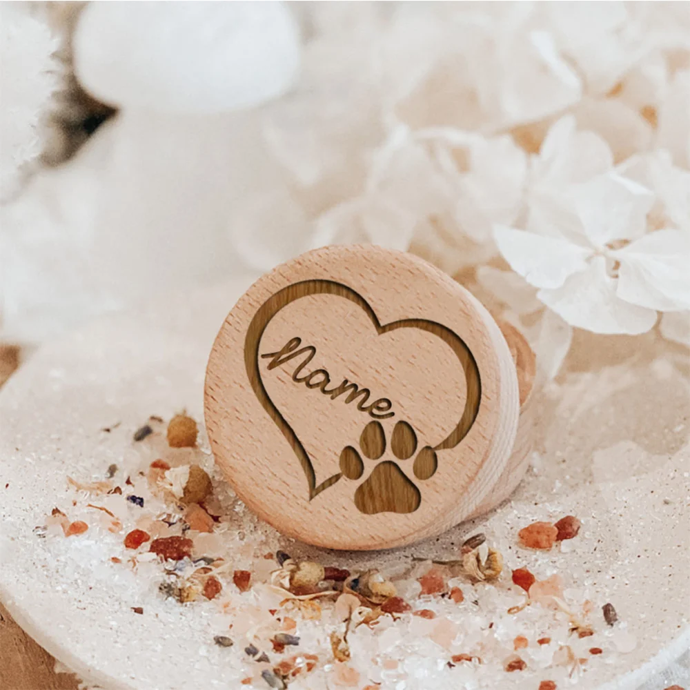 Personalized Name Wooden Carving Pet Hair Storage Box Pet Supplies Dog Save Teeth Memorial Boxes Lost Memorial Gifts Pet Memory Storage Box