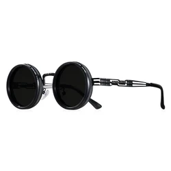 Polarized Round Retro Punk Sunglasses with Adjustable Dimming and UV400 Protection (C7)