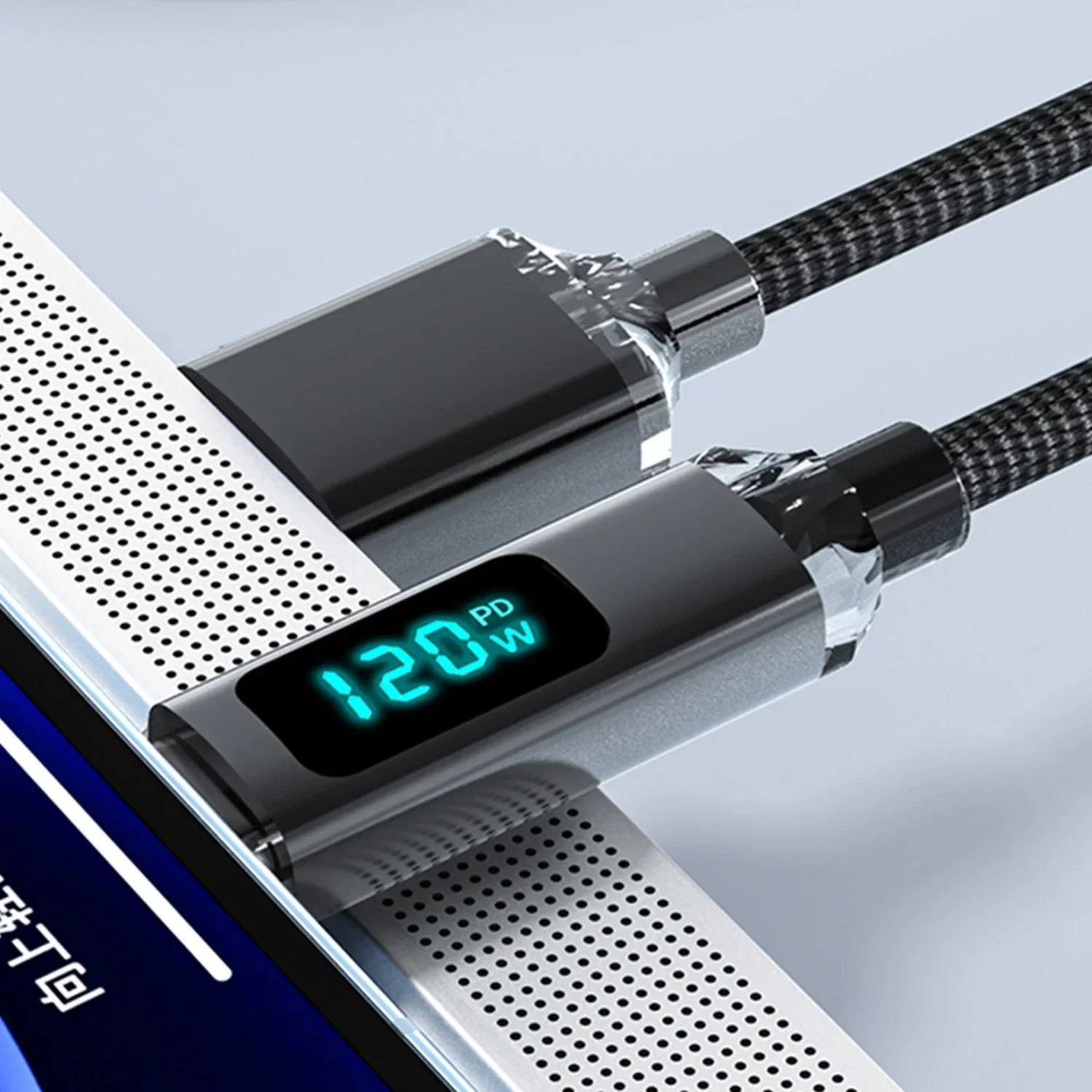 Enhanced Nylon Braided High-Speed USB-C Charging and Data Cable - Retractable Design, 120W 6A
