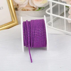 Vibrant 2mm Rhinestone Cup Chain with Colorful Acrylic Stone Trim - SS6(2mm)-10yards (Grape Purple)