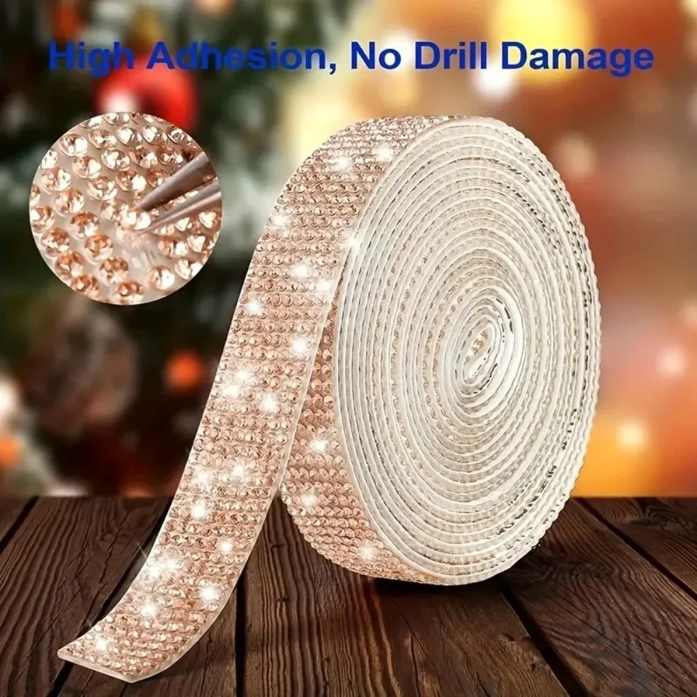 90 cm selbstklebende Kristall-Strass-Aufkleber, Multifunktionsband, DIY-Strass-Aufkleber, Kunst, handgefertigt, Event-Telefon-Dekoration – Detail 4