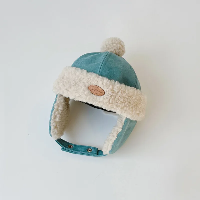 Herbst Winter Baby plus Samt Ohren schützer warme Mütze Junge Mädchen Kinder Mode Patch lässig Hut Kinder feste Hüte Säuglings zubehör – Detail 10