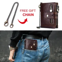 Vintage Portfolio Pockect Leather Wallets with Chain 3