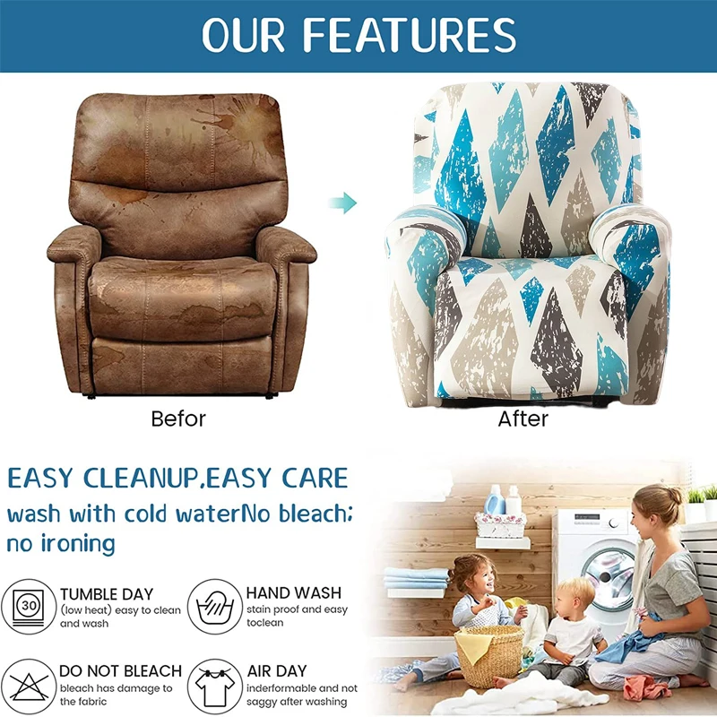 1/2/3 seat Recliner Cover stretch Couch Cover for Recliner  Sofa chair Cover for Kids, Pets, Dog and Cat 6