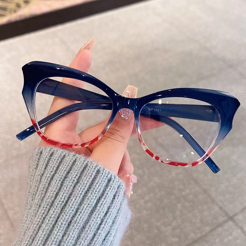 Cat Eye Reading Glasses for Women Fashionable Trendy Prescription Eyewear Anti Blue Light hyperopia Correction Eyeglass +1+1.5+2 - 5