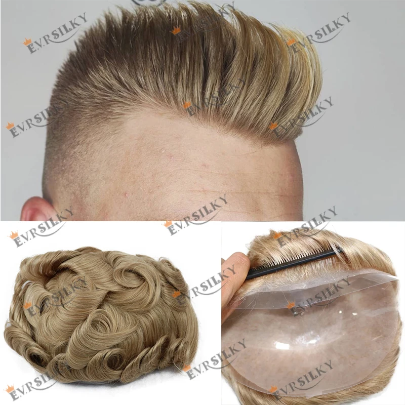 

Wholesale Human Hair Men Toupee Undetectable Super Natural Hairline 0.06mm Vlooped PU Base Man Hair System Prosthesis Capillary