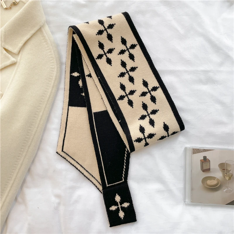 Marke Winter Kaschmir Gestrickte Schal für Frauen Design Drucken Warme Halstuch Bandana Dame Lange Dünne Schals Hals Krawatte_voghion.com