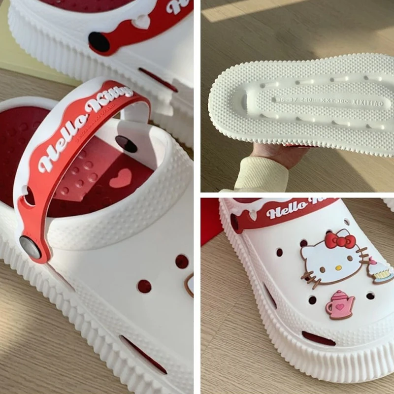 MINISO Kuromi Women's Platform Sandals Slippers Cartoon Hello Kitty Kawaiil Slip-resistant Shoes Cinnamorol Summer Women Shoe 5