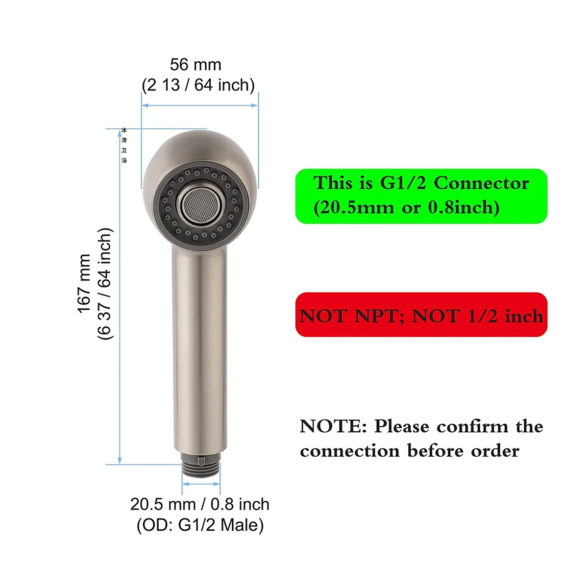 Kitchen faucet shower head Pull-out sprayer with push button switching 2 water modes ABS material G1/2 connector