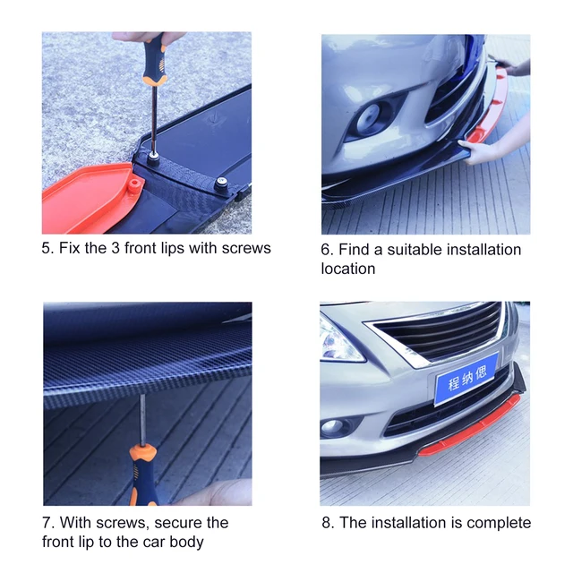 Universal Auto Front Stoßstange Lippen Body Kit Spoiler Splitter Diffusor 4  Stück rot weiß Kohle faser Canard Splitter abs Kunststoff - AliExpress