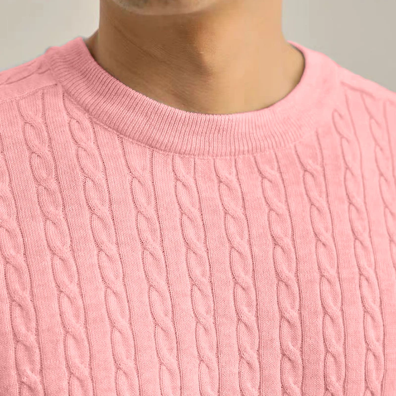 Animal Game Men's Crewneck Knit Sweater Fit Long Cold Blouse Pullover Casual Sweaters Warm Twist Patterned Cable Work Jumper