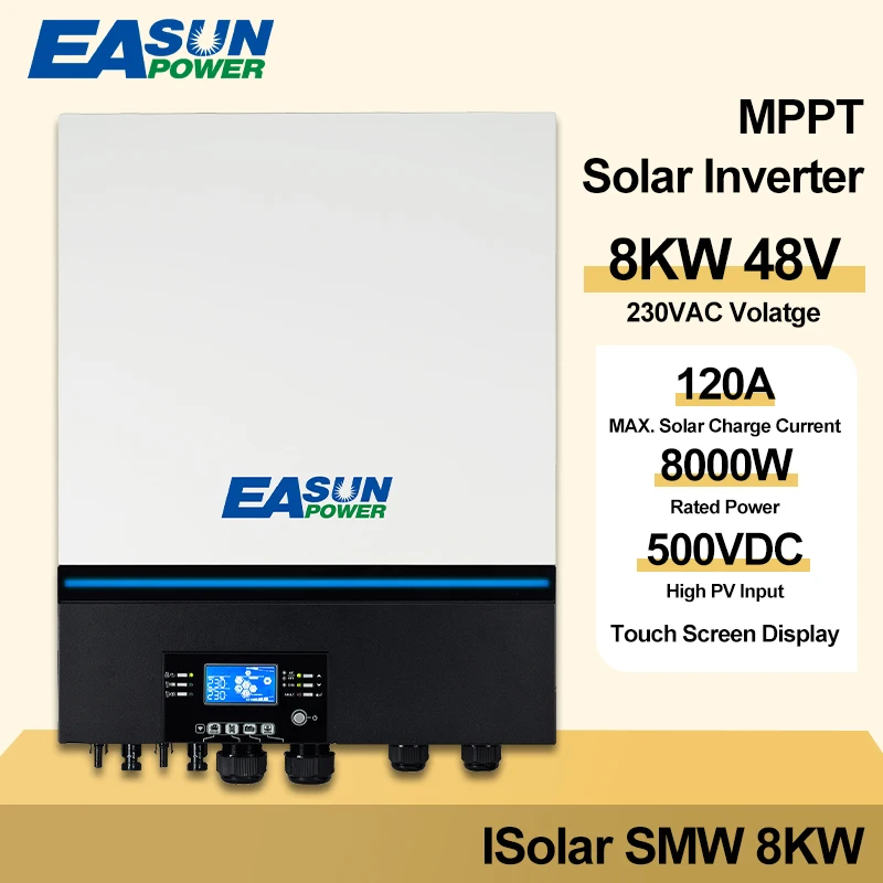 

EASUN POWER Soalr Inverter 8000W 230V 48V 50hz/60hz 500vdc PV Input 120A MPPT Solar Charger Built-in WIFI Support Lithium BMS