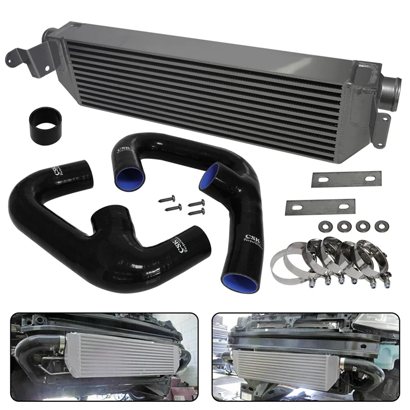 Upgrade Fmic Twin Intercooler +black Hose Kit For Volkswagen Golf R Gti