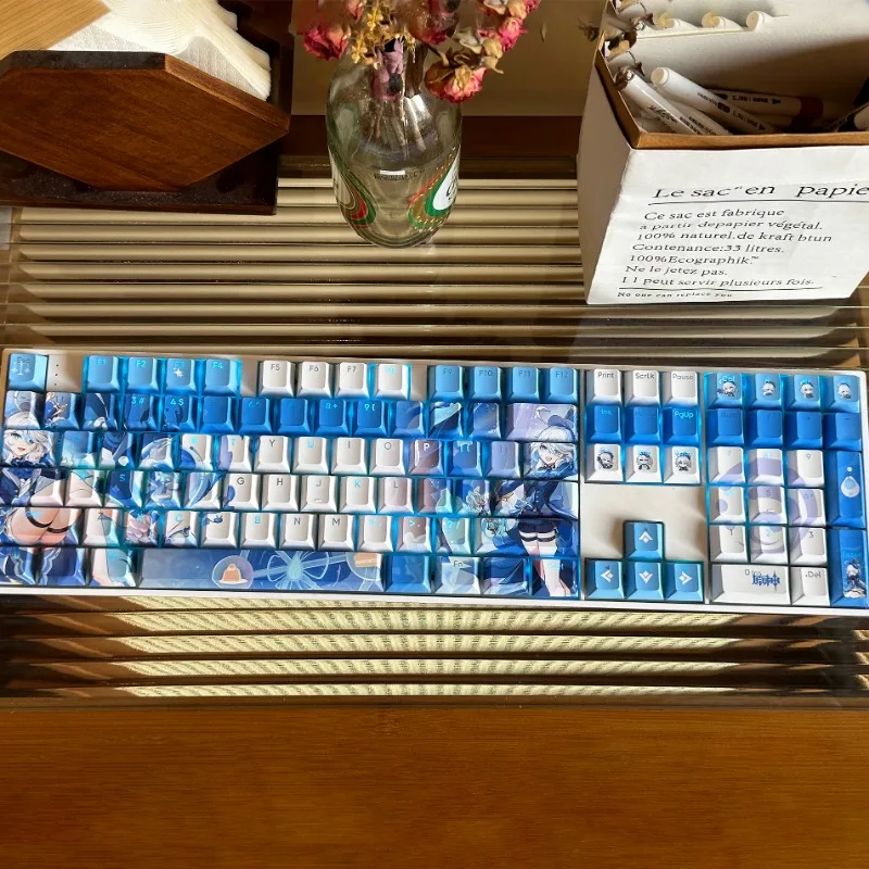 Mifuny Anime Keycaps Acessórios Teclado Mecânico Deus da Água Furina Bonito Pbt Cereja Perfil Gaming Key Caps - Imagem 5