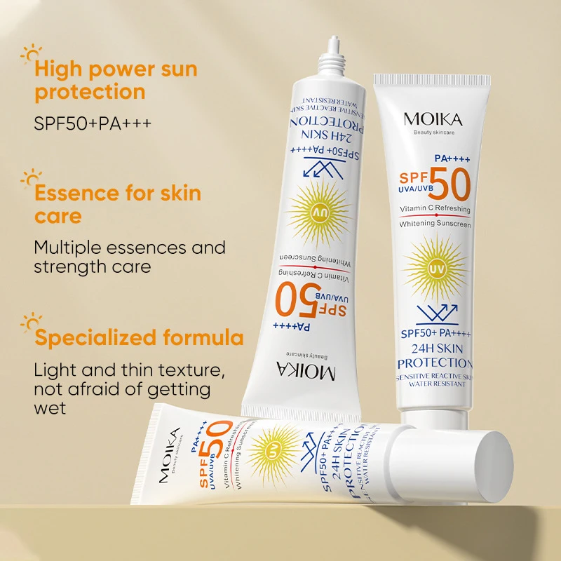 Facial sunscreen SPF 50+ vitamin C refreshing sunscreen organic whitening isolate ultraviolet rays waterproof facial UV protection sunblock