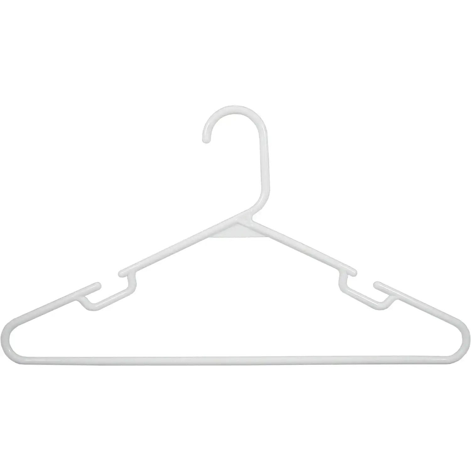 

Adult Plastic Clothing Hanger, Slotted for Strappy Shirts, 60 Pack, White