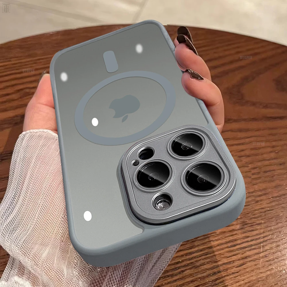 Custodia Ufficiale Per Telefono In Frassino Di Titanio Opaco Senior Per Iphone 15 14 Plus 13 12 11 Pro Max Cover Di Ricarica Wireless Magnetica Traslu