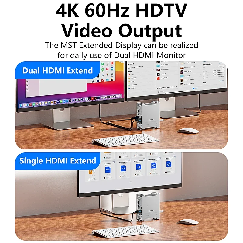 레노버 맥 미니 M4/M4 프로 도킹 스테이션, M.2 NVMe SSD 인클로저 스탠드 허브(4K60Hz HDMI, 10Gbps USB-C, SD/TF 리더 포함)
