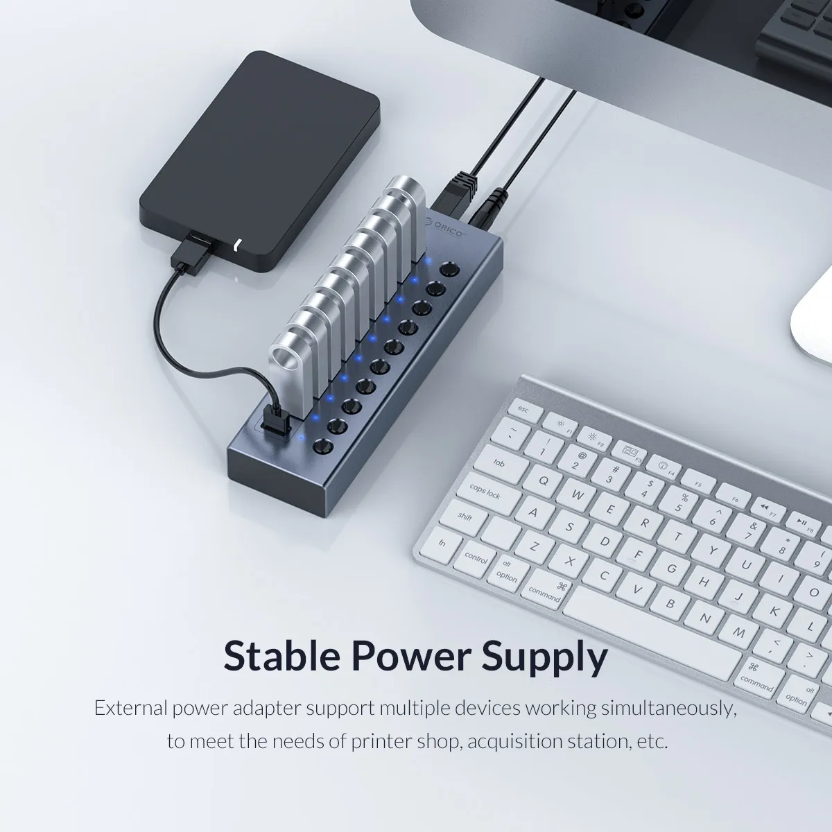 ORICO Powerline Hub Splitter Socket mit mehreren USB 3.0-Anschlüssen, Ein-/Ausschalter, Dock-Steckdosenleiste und Adapter für PC_voghion.com