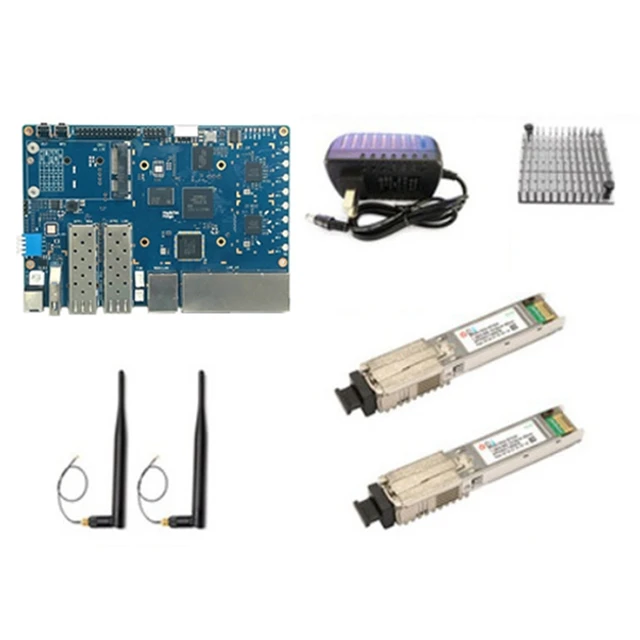 For Banana PI BPI-R3 MT7986 2G+8G EMMC 2XSFP Development Board+2X2.5G Cat Stick+Heat Sink+2Xantennas+Power Cable: A Powerful Solution for Gamers