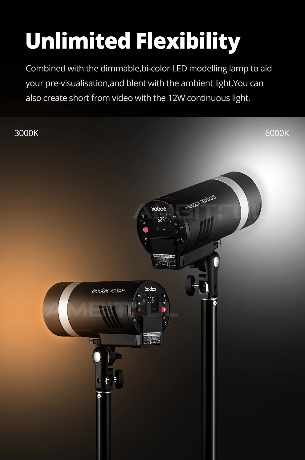 Godox AD300Pro Outdoor Flash Light 300Ws TTL 2.4G 1/8000 HSS with 2600mAh Batter