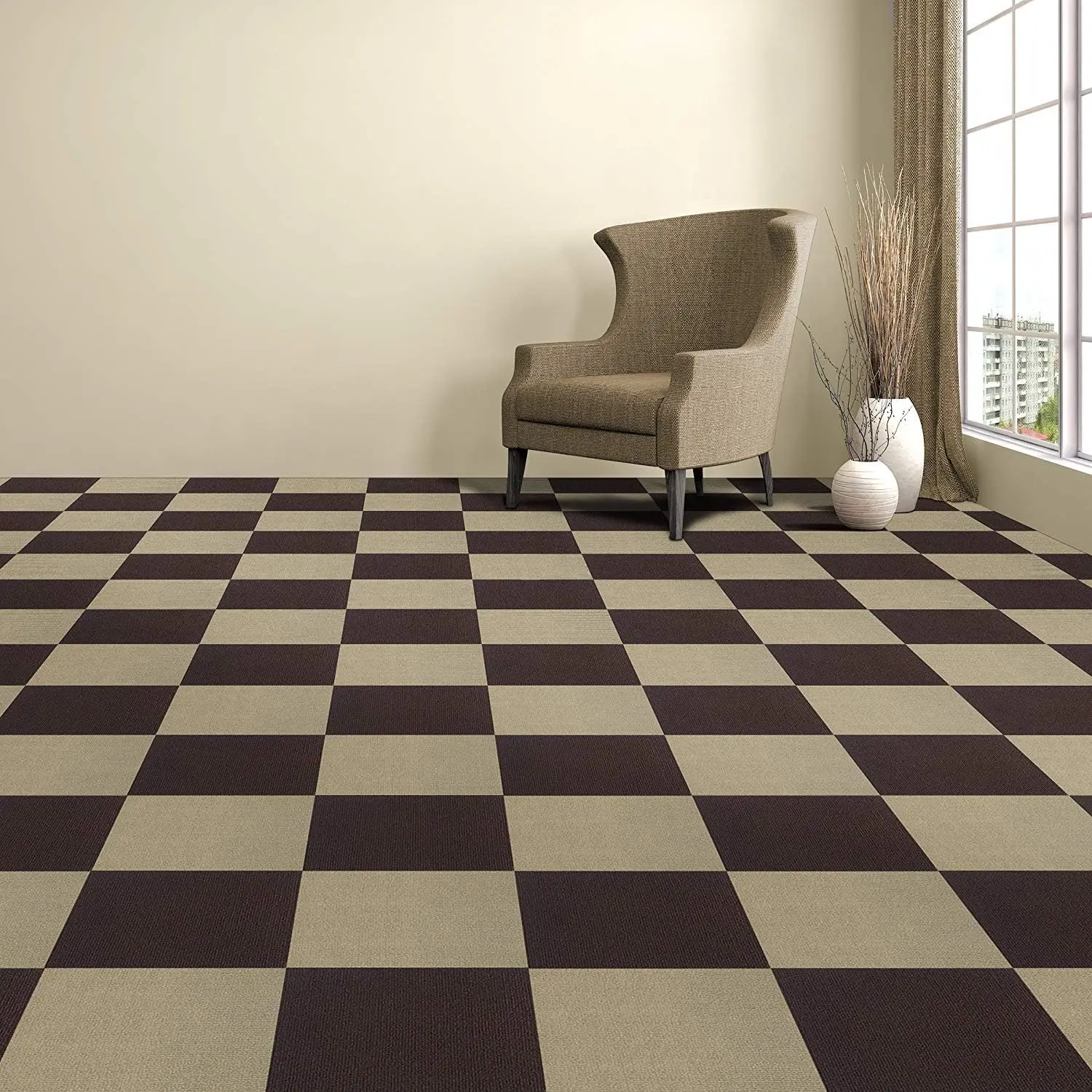 50/100Pcs Self Adhesive Carpet Floor Tiles Sticker Square Rugs Peel and Stick Mat Used for Office Floor Anti Slip Decoration Mat 3