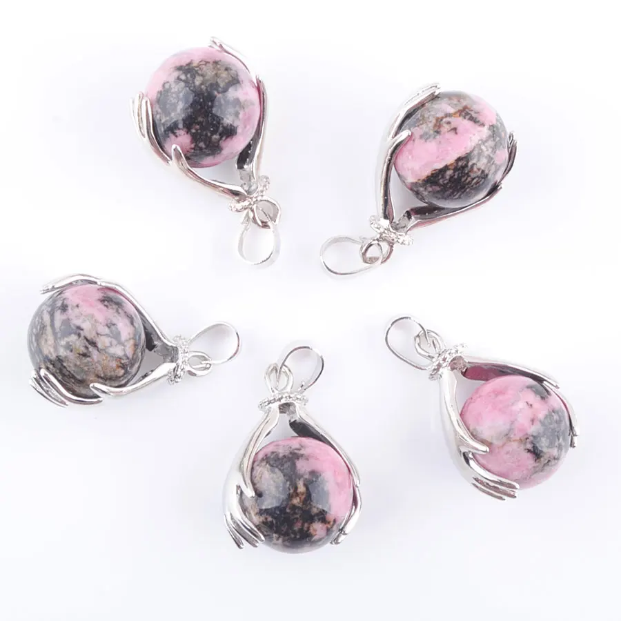 

Подвеска из родонита с натуральным камнем, 16 мм, круглые руки, Пальмовая чакра рейки, Женские Ювелирные изделия, Классическая мода, 10 шт., TN3152