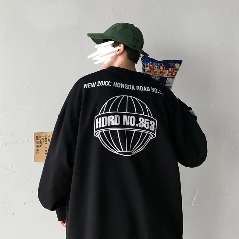 

Drop Shoulder Letter Men's Sweatshirts Fashion Hip Hop Loose New Autumn Pullovers Harajuku Gothic Unisex Clothing Male Hoodies