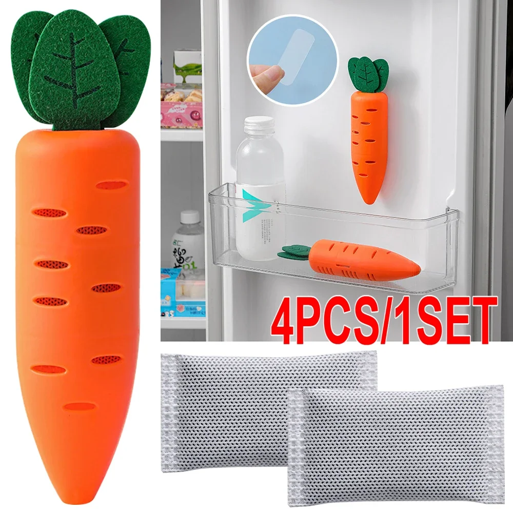 Refrigerator Deodorant Box Creative Carrot Wall-mounted Freezer Activated Carbon Bamboo Purification Charcoal Bag Home Freshener