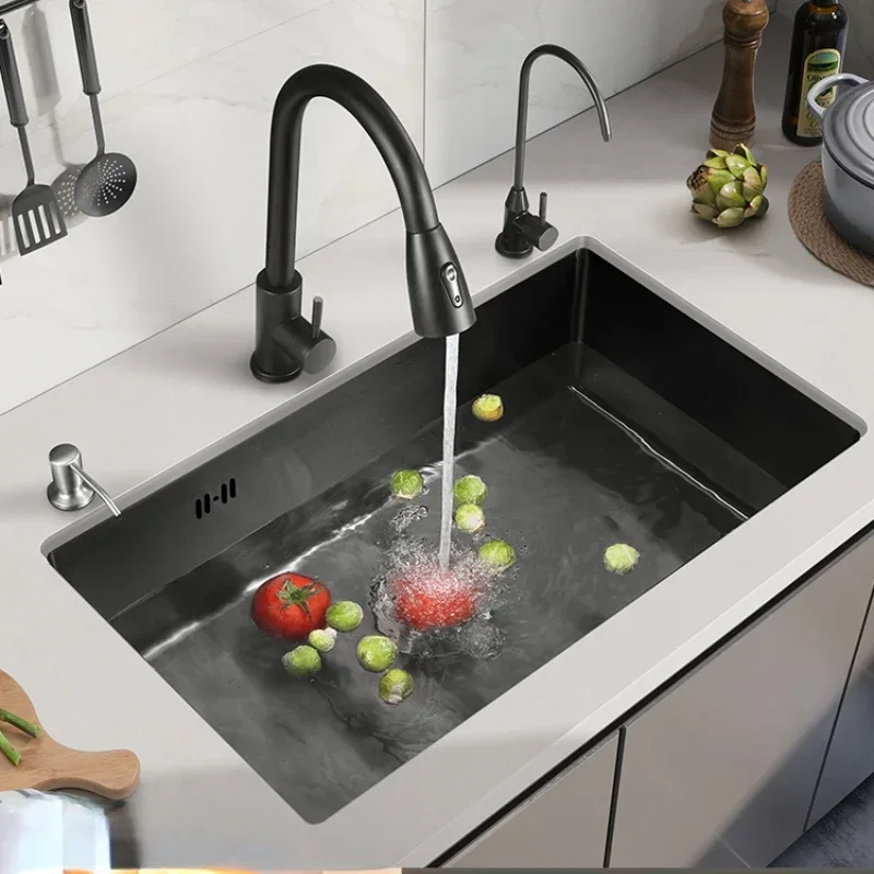 

Черная раковина из нержавеющей стали, раковина для мытья овощей, кухонная раковина, кухонные аксессуары