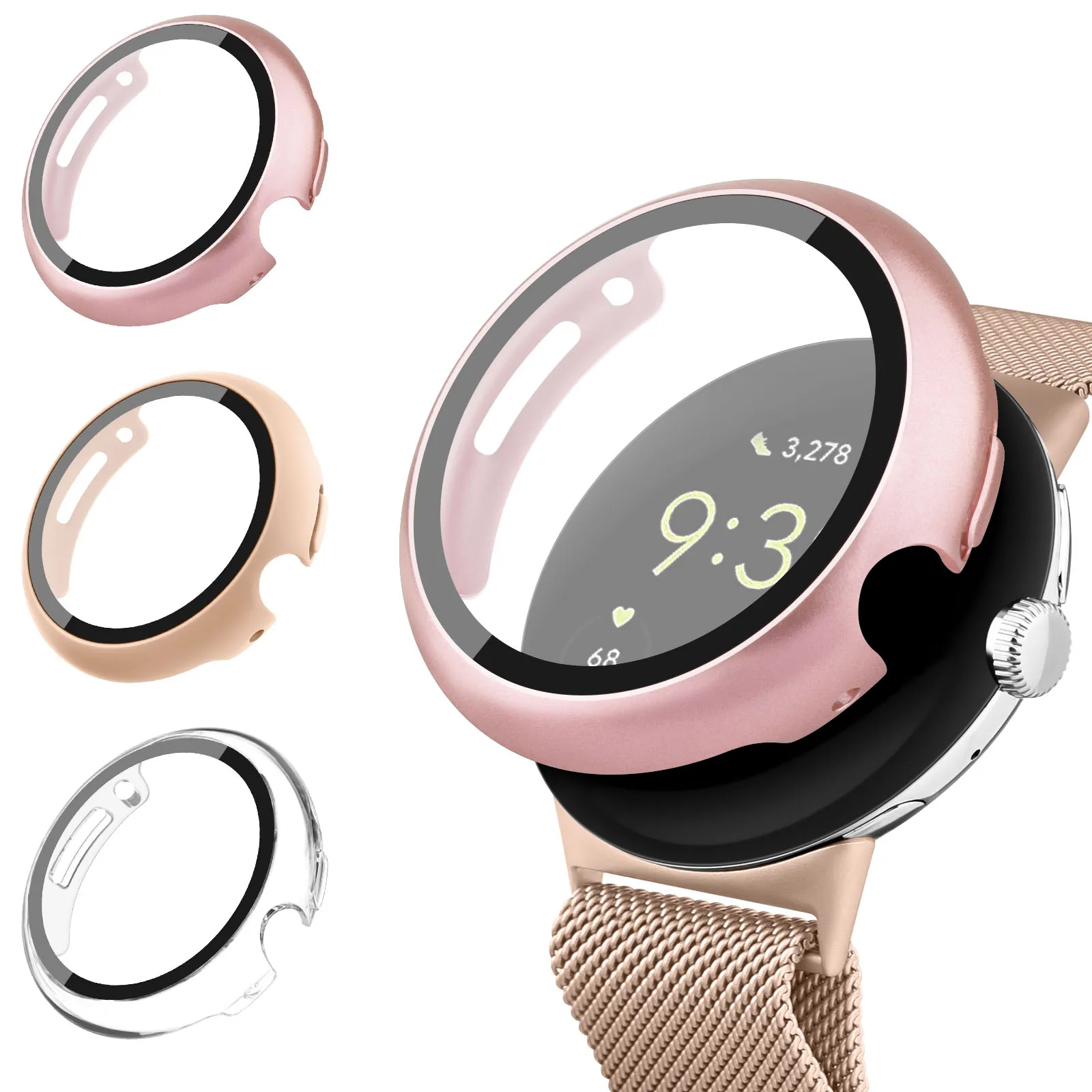 

2 in 1 Tempered Glass Case For Google Pixel Watch Bumper Protective Cover Shell Screen Protector Glass For Google Pixel Watch