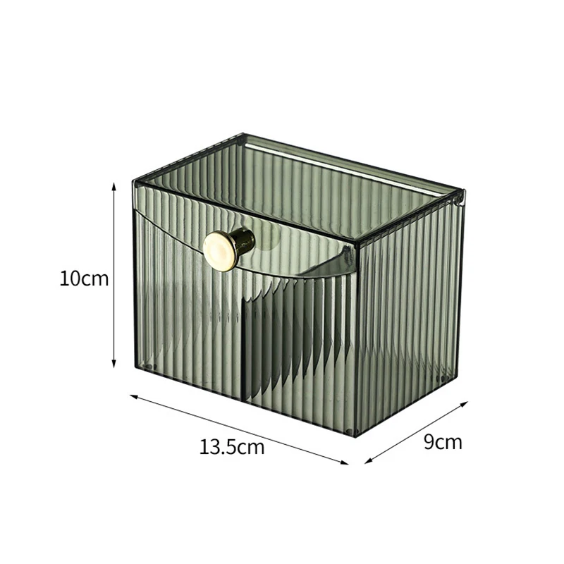 Cosmetic Organizer Desktop Dustproof Transparent Flip Lid Compartmentalized Cotton Swab Cotton Pads Lipstick Case 6