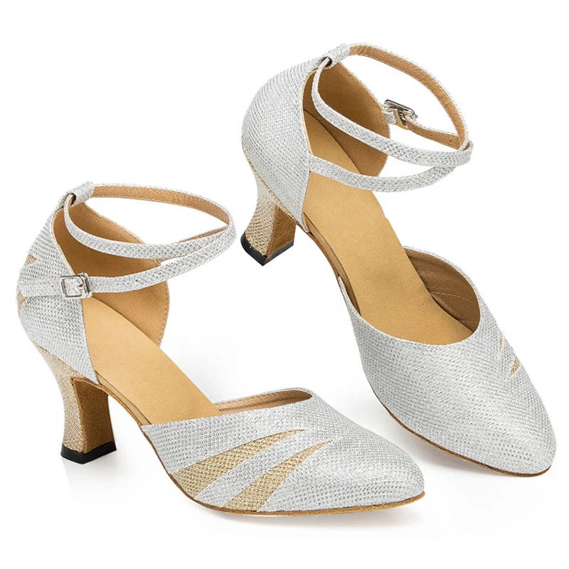 New Latin Dance Shoes Ladies Salsa Tango Ballroom Party Dancing Shoes Black Silver Gold Girls High Heels Jazz Shoes