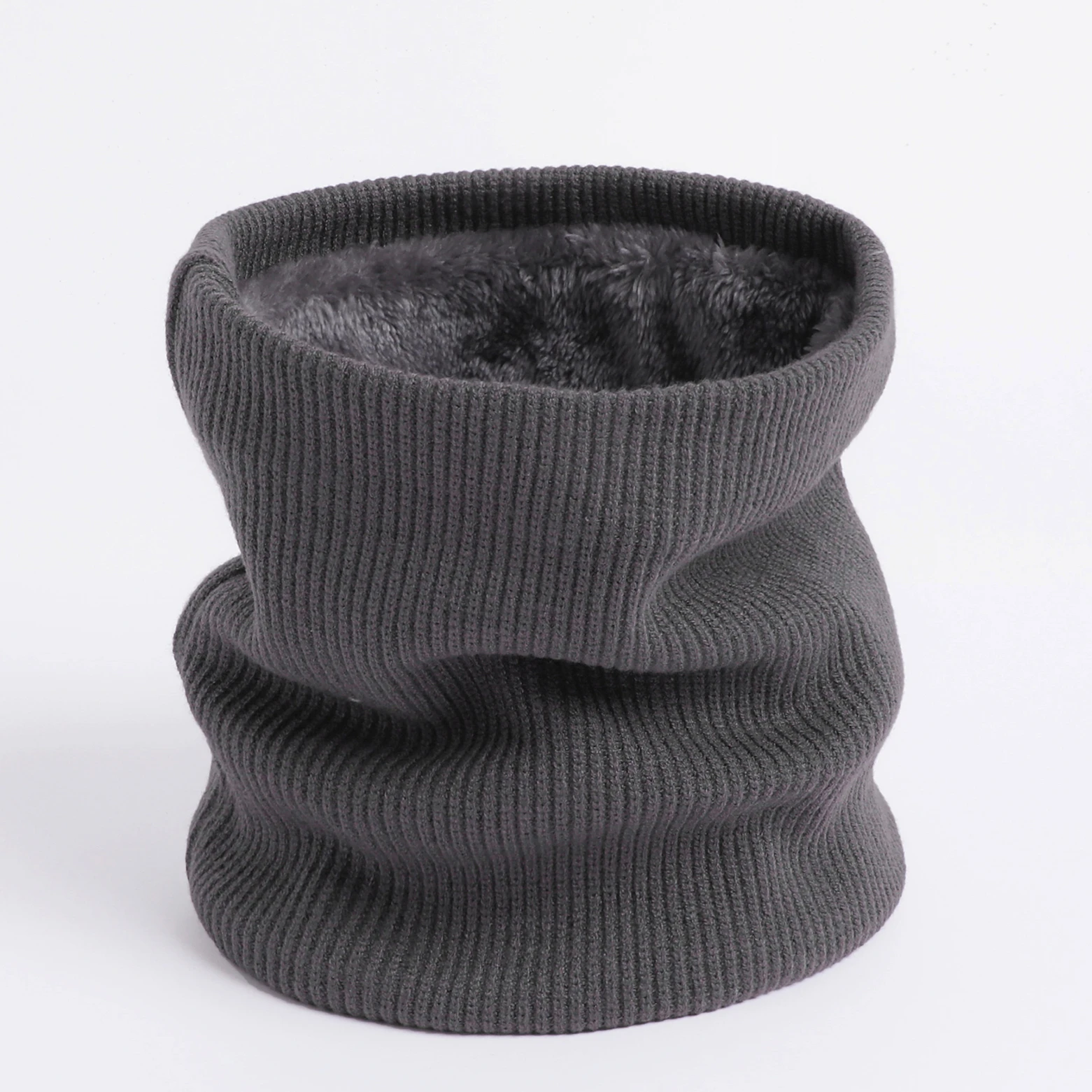 Enfärgad kashmirplysch varm vinterringhalsduk kvinnor män stickad helmask snood halsdukar bufanda tjock avgasrör_voghion.com
