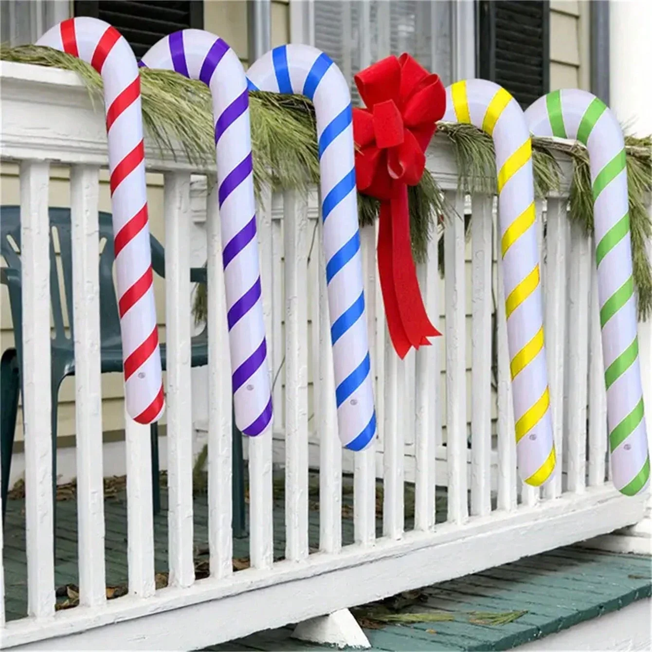 2/4/6Pc Christmas Inflatable Candy Canes Stick Balloons New Year Christmas Holiday Decorations Candy Canes Toy for Outdoor Party 6