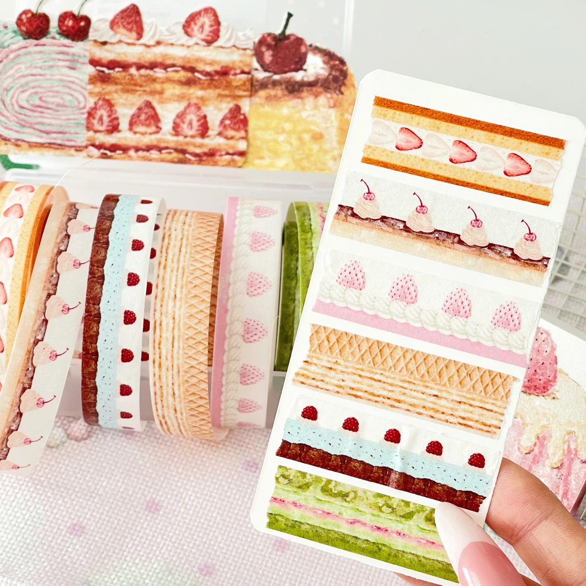Colorful Kawaii Deco Fruit Cake Washi Tape for Creative Scrapbooking and Crafts