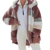 Oversized Jacket for Women Coat 2024 Autumn Winter Warm Plush Pocket Hooded Streetwear Loose Lady Zipper Cashmere Outerwear Coat 3