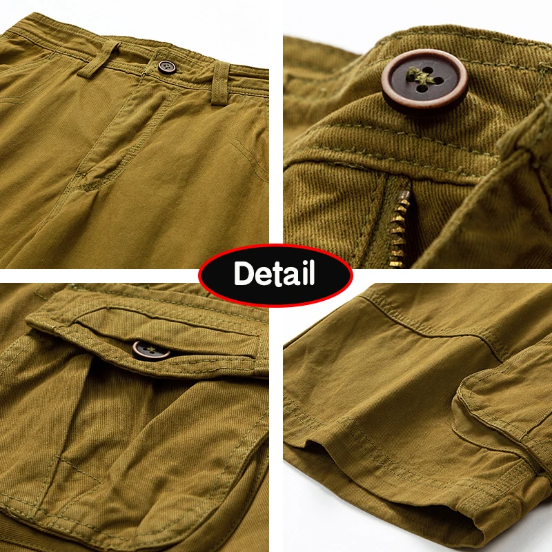 New Men Summer Outdoor Leisure Buttons Cargo Style Shorts Men Solid Straight Cotton Comfortable Fashion Design Short Pants Male 6