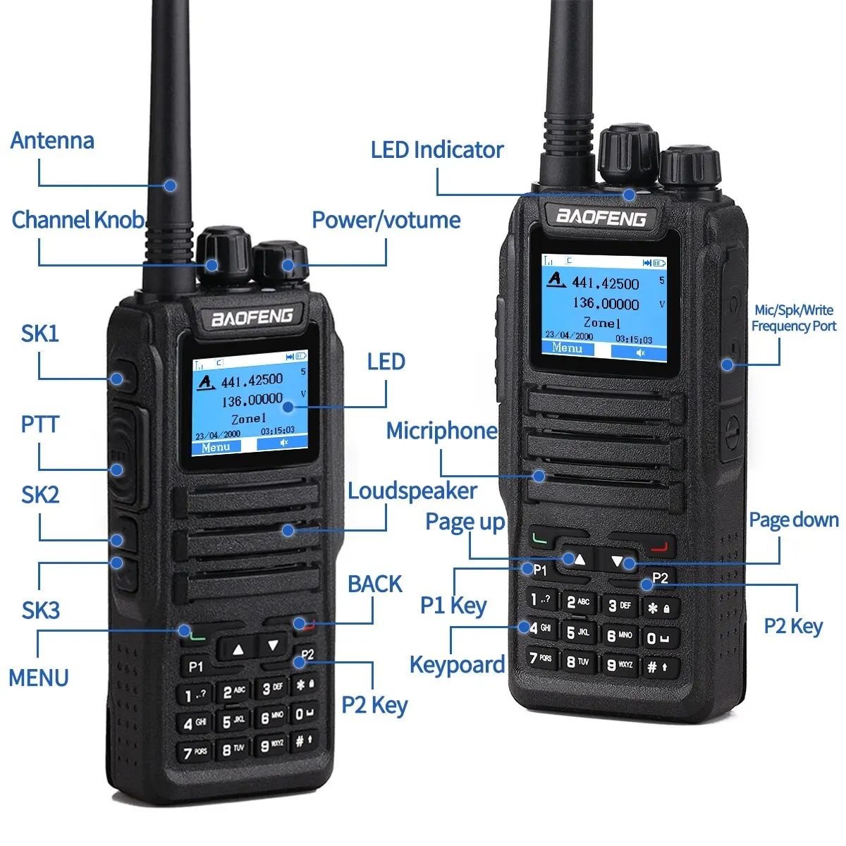 Baofeng DMR DM 1701 Digital Walkie Talkie Dual Mode Analog Two Way Radio Open GD77 Dual Time Slot Tier 1+2 Ham Radio DR 1801