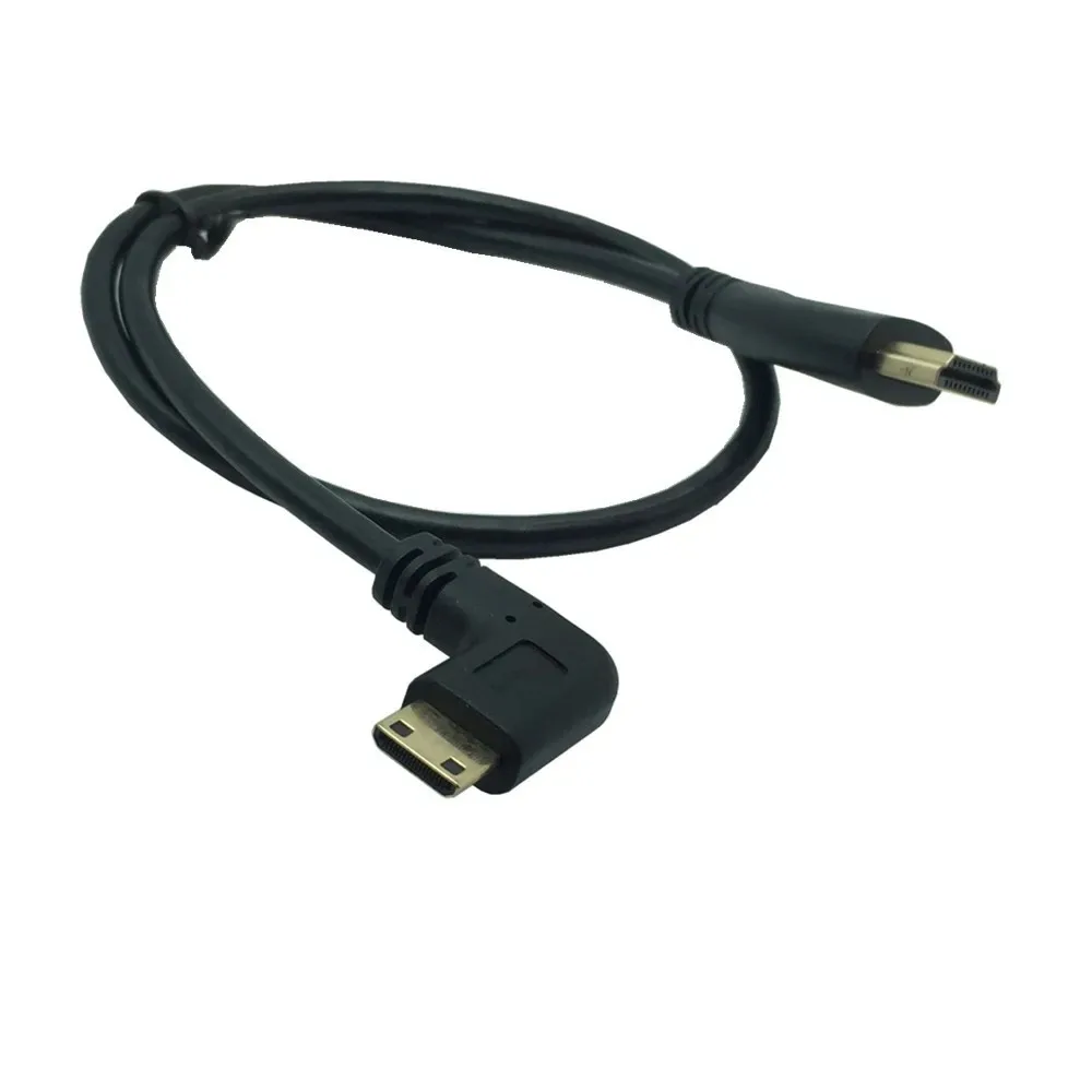 카메라 모니터 프로젝터 노트북 TV용 미니 HDTV 케이블, 90 도 왼쪽 오른쪽 각도, C 타입에서 A 타입, 0.5m, 50 개/로트