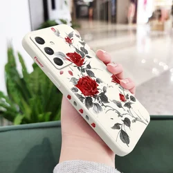 Graceful Rose Design Phone Case Cover for Samsung A07 (White)