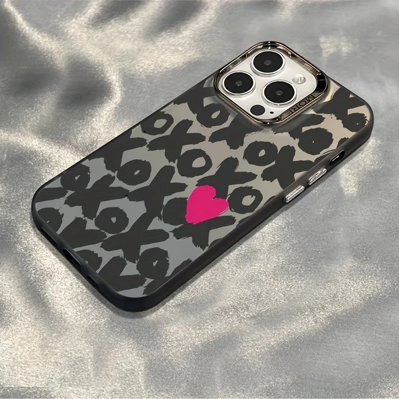 Vintage Heart Crossbody Phone Case with IMD Design and Camera Protection