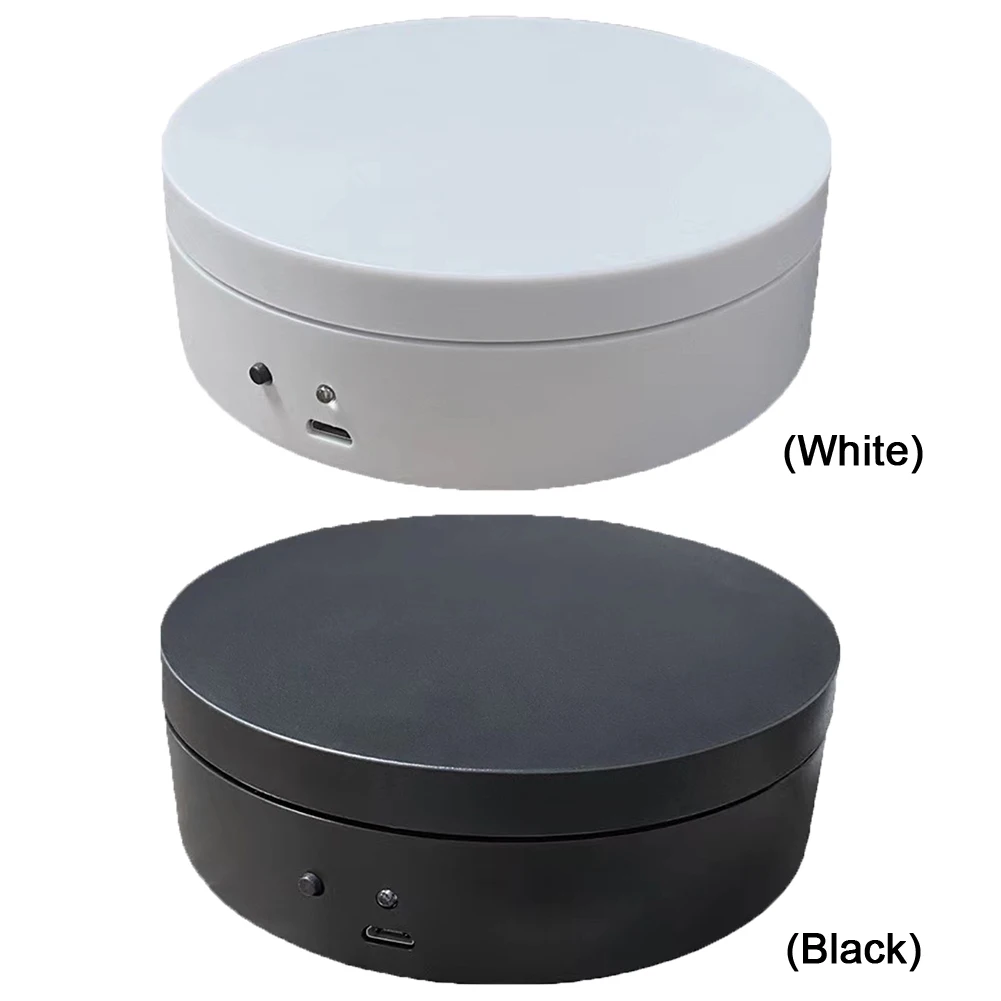 360도 회전 전동 턴테이블 12cm 자동 회전 플랫폼 USB 충전/배터리 작동 라이브 비디오용