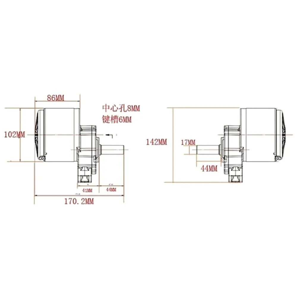 Motore Spazzole 24V 250W Per Carrozzine - Bassà Velocità 75 RPM, Albero 44mm, Diametro 17mm - Foto 3
