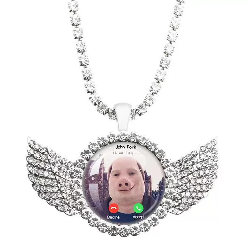 Personalisiertes komplettes Halsketten-Set, bedruckbare Engelsflügel-Halskette, Heimdekoration mit Diamanten, Geschenk für Freunde – Detail 9