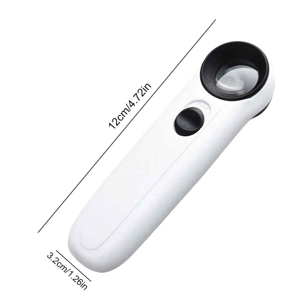 40X Handheld Magnifier HD Magnifying Glass with 2 LED Lights Illuminated Jewelers Loupe Magnifier for Jewelry Identifying