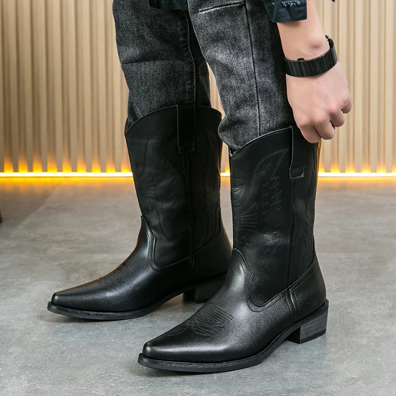 English Style Men's Chelsea Boots Pointed Tips Trendy Brown Work Boots High-end Banquet Dress Boots for Men‘s Free Delivery